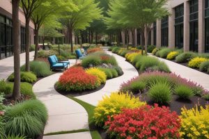 elevate your business space with professional landscaping elements at commercial properties