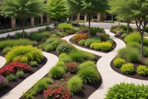 highly landscaped commercial areas add visual improvements, security enhancements, and individuality for commercial property owners
